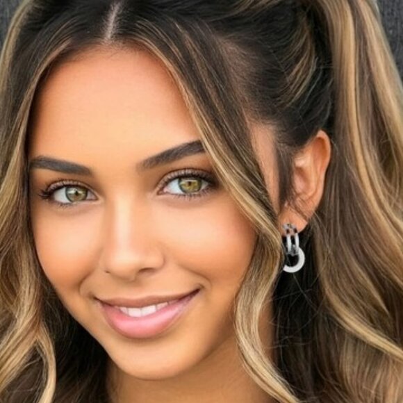 ๐ Minimalist Double Hoop Earrings 18K White Gold Plated 316L Stainless Steel - Picture 4 of 11